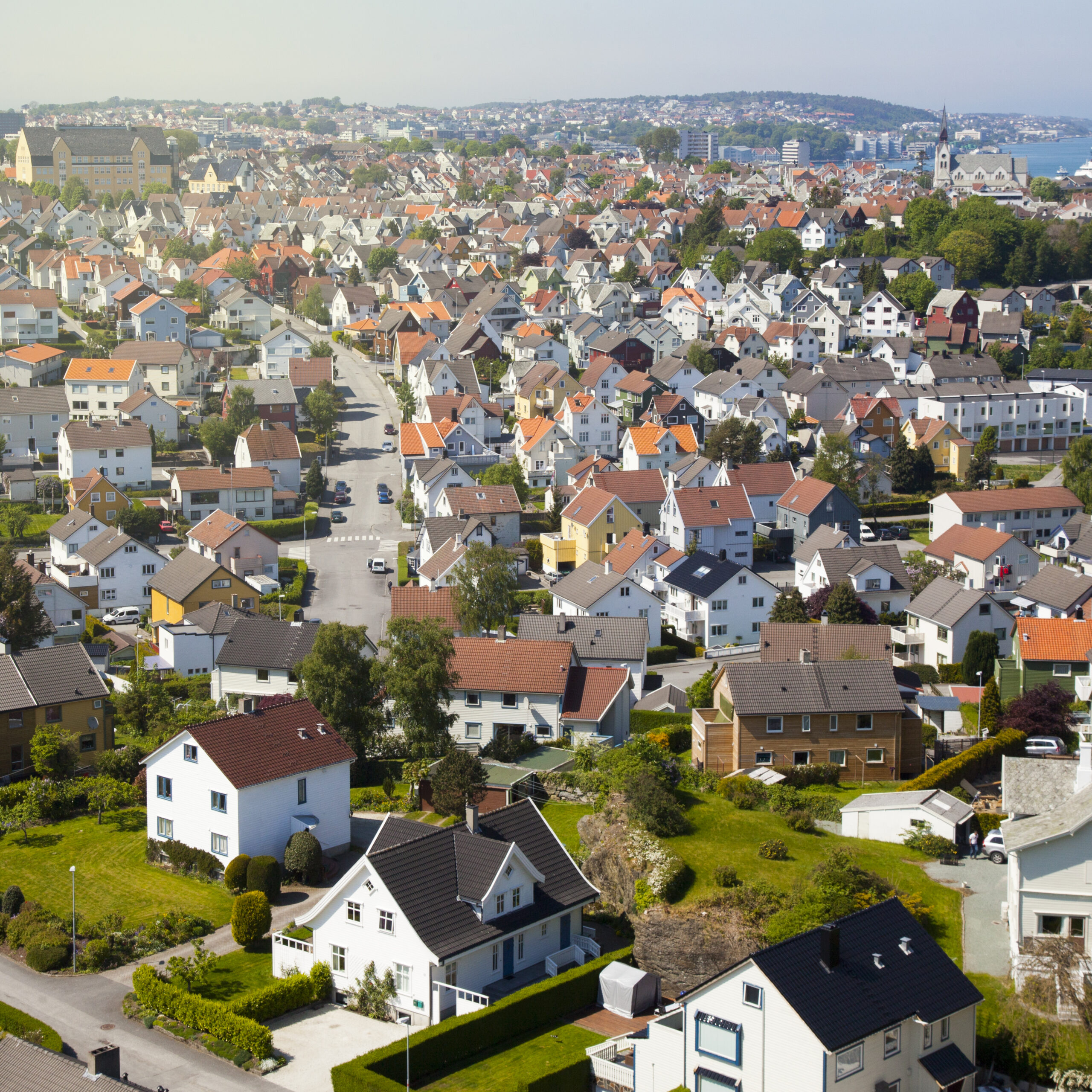 Foto: Utsikt mot Storhaug bydel fra høyblokkene.